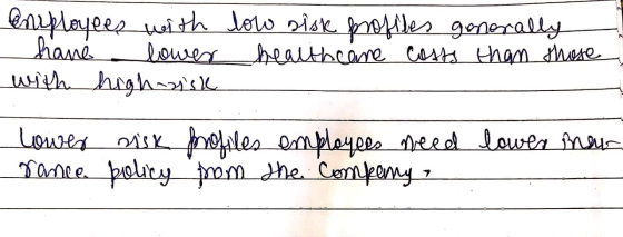 enployees with hane lower with high risk low sisk profles generally health care costs than those lower meu lower rance risk p