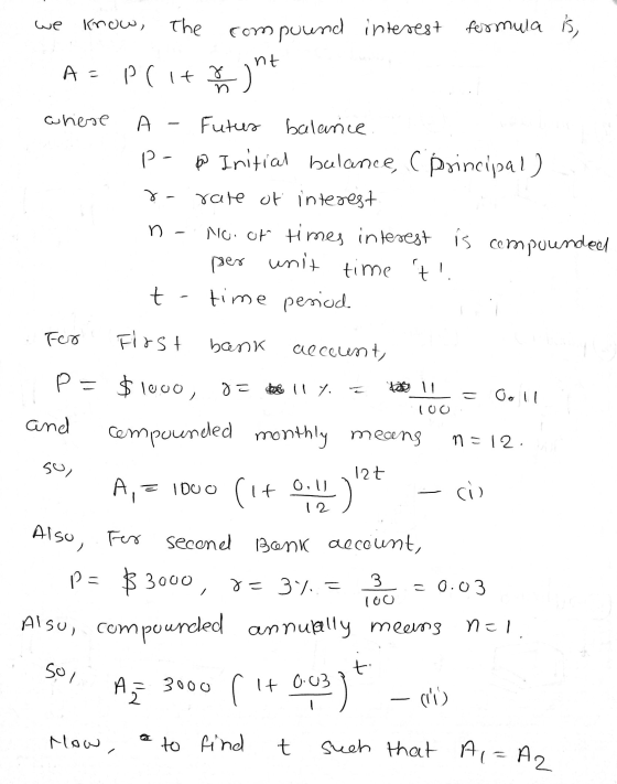 we Know, The formula is, compound interest A = prit met where - ४ А Futus balance P-P Initial balance, Principal) rate of int