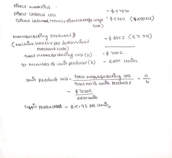 Dilect matericel Dect Labour cost =$51370 Cdisect Leels oral hoursx bisect leeloor wage = $5880 (9490X12) late) manutbucaueri