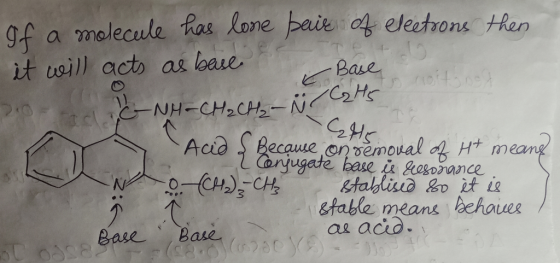 gf a melecule has one baie o4 eleetrons Ren it uill acto as lbase Base NH-CH2CH-N2S -Acio 1anjugate base i oorance 9CH) CH Be