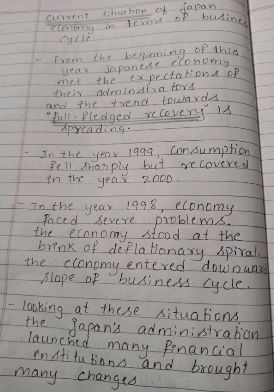 cycle Exom the beginning P met the C theiy aminstya tors tre nd towar d△ and-the pradin In the 1999 Co in the yea 200D In the gas, eLonomy the economy stood at the Slope bf business Cu -louking at these situahons the Japana-administYahon- launcitd many pinantial fnsti tu bans and baought avーChanges