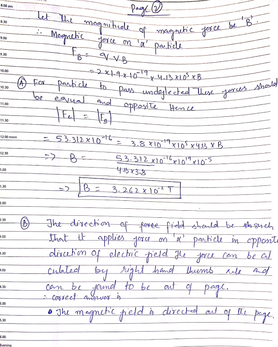 of magnetic force be B. 8.00 am Page ① 8.30 let the magnitude Magnetic force on a FB 9 VB 9.00 particle 9.30 10.00 10.30 shou