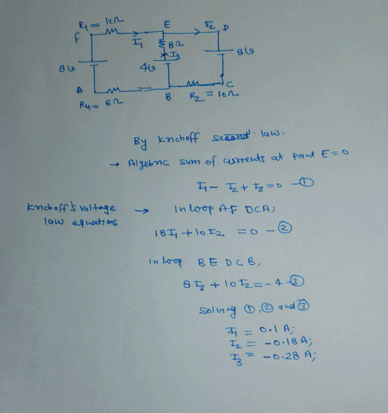 R = IR m F 582 Iz 86 ole T 46 T L Imci B R = lon Ru= 6R ❤ knchoffs voltage law equations By knichoff second law: Algebno sum