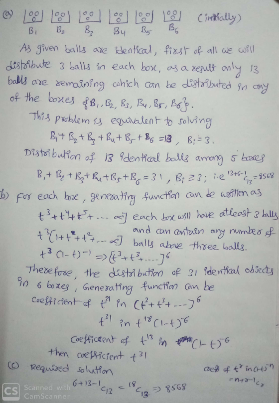 B6 A3 given balls ae kdenticd, fixrof all ae asti disbibute 3 halls in each hox, os a seult only 13 D3xhsi bulion of 13 denta
