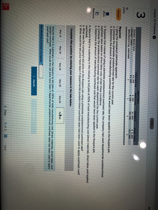 Chapter 02 Problems Direet materials Diceat labore Manutacturing over $1,900 Required: 1. Using the companys plantwide appro
