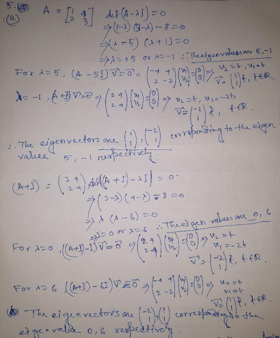 A : ラー)3-) -8ニ。 -5) (a+1)=0 ラューt5 on Aニー1 :Theeigonvauesone 5ノ-1 For A=5, (A -51)▽ーア-1-- V226,404 V. t, tER. 2 - 2 V2 zt, v,-