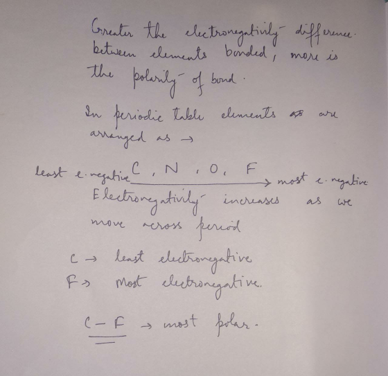 more is boud. are least e Greater the electronegativily difference between elements bonded, the polarity of bond In periodic