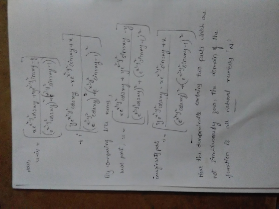 NOU 14 - An ny 4 R a colony) the sinny y by comparing like terms real part, u n e coliny Texty doszky ) + (exy Shory .) 2 tra