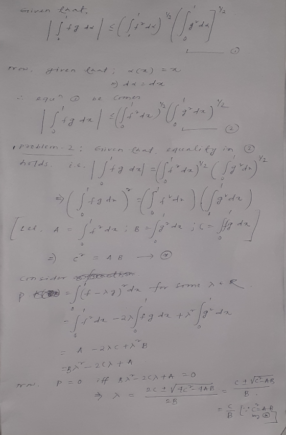 Given that 106-10-09 (424) s dx = da comes a equeno be 2 Problem - 2: Griven Chat equality 1 0 49 4+2 | ****52-22) holds 1549