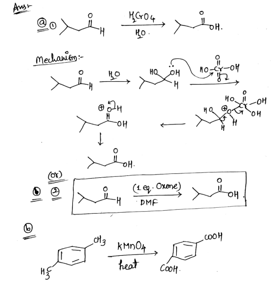 Angs Mechanism: s i vous Но он \ Пок o Cr-OH une H UU OH (12q. Oxone) - DME - COOH - H3 KMnO4 a heat H} Cook