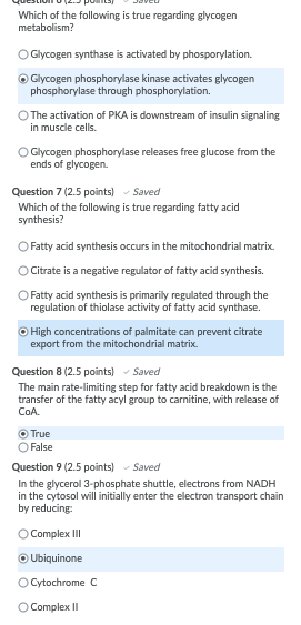 Which of the following is true regarding glycogen metabolism? O Glycogen synthase is activated by phosporylation. Glycogen ph