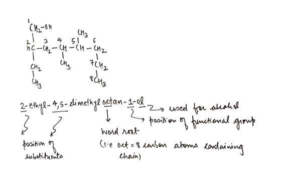 CH2-OH 1 CH₂ A 51 HC - CH₂ - 4 ²6 CH2 CM2 13 GUMB 2-ethyl - 4,5-dimethyl oxtan-1-0), -2 used for alcohol od 2 position of fun