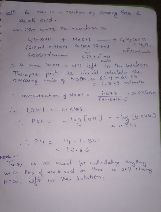 • - Soln As this is a reaction of strong Base & Weak acid. We can write the reaction as GlycooH + NaOH e o usloona 66.3 ml 0.
