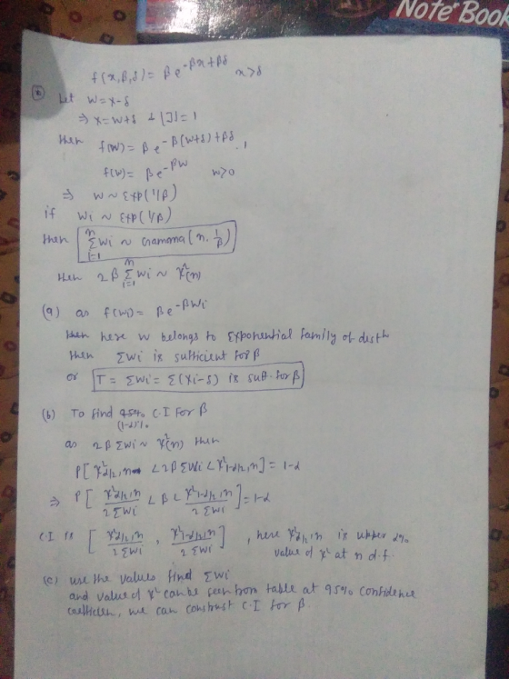 NoTe Book f(X,β,3): ße.pmtpa Hah fw (b) To find aseto CIFer.β 95% confide hu