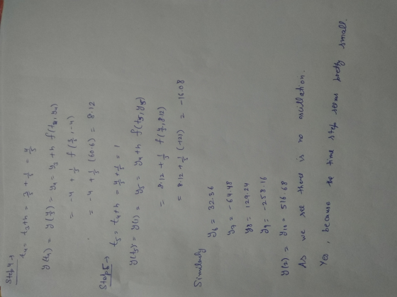 Steps - ta tuth -y + of a 11 Step 4 + tu= toth } + f = y (ty) = (%) = Yu - Yth f(trar Yu) + -4 + 5 f (3,-4) + s (60.6) = 8.12