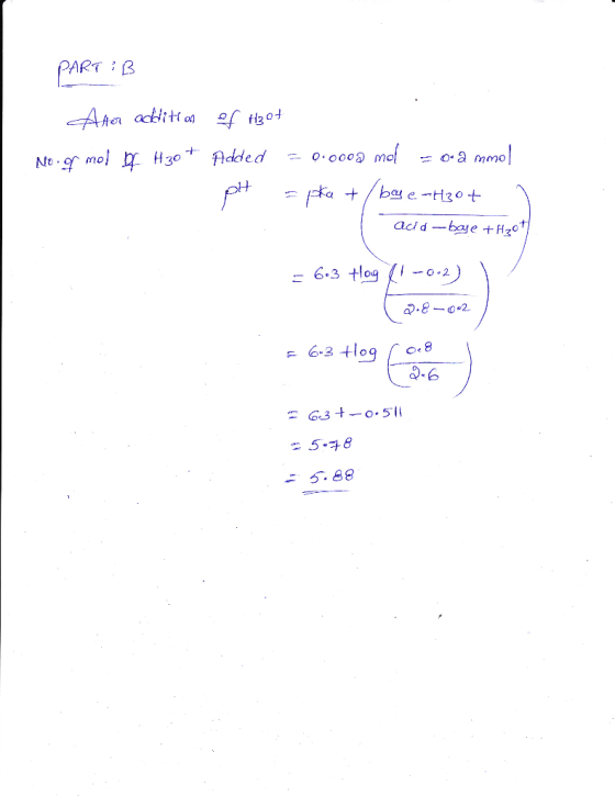 PARTB mo + Added H30 o.o00 mo o-a mmo pit = *a + ba e-H30+ acid-bae+Hzc 6.3 tog 0.2) 2.8-0.2 6.3 tlog O8 G3 o5 58 2 5.88