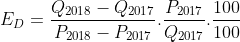 Ep = Q2018 – Q2017 P2017 100 P2018 - P2017 Q2017 100