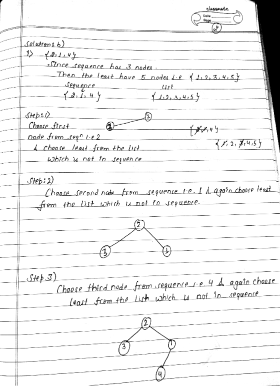 Date ce tequence ha 3 node Th leaut have 5 nades Le le^uepce List 2. Choote firat nade frem re Choore leaut frem the lrt whic