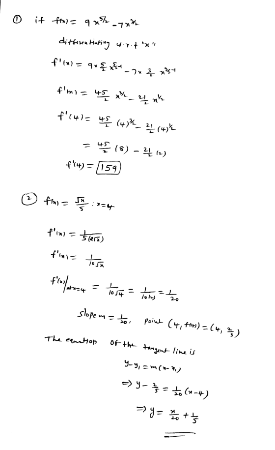 0 it fra) quh 74 ditterentiating wr+ f(m)= 9×올 2월 개를 기출 fmi= 나올한릴기는 () - 나은 (나) (4) 나은 (8) - 릴 (1) f(4) = 759 2. fini hc