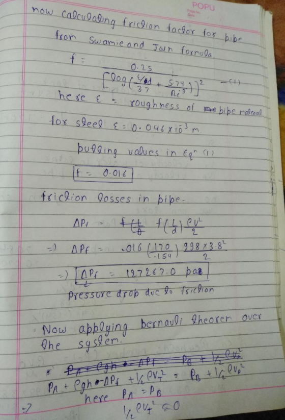 POPU iion acox io on Sw a 0.2s hese e oughness of a pu9gin alues in 4h 001 fricion losses in pipe e v 2 Over bernavli Sheoreno New-applying-hern en P B.