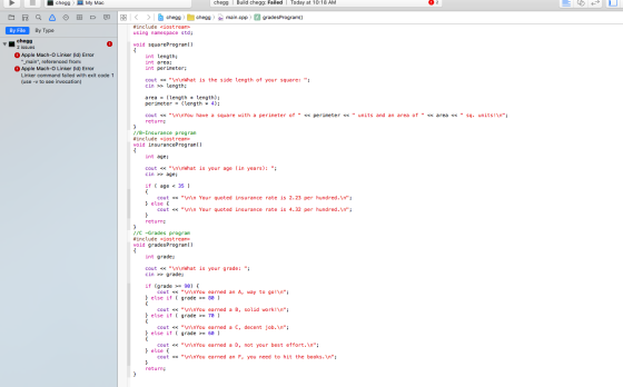 HomeworkLibMy Mac HomeworkLib Build HomeworkLib: Failed Today at 10:18 AM #include <iostream» using namespace std; By File By Type HomeworkLib 2 issu