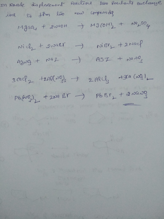 in suble displacement in to som too Mgsoy & 2000H Reaction two Reactants euclange new compounds - Mg(OH)2 + Na, Sou nich + 2N
