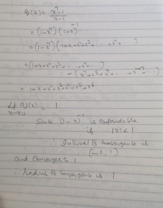 q (a)= x-1 냈 2 = (1-27) (1-3 (1-2) (*+*+2422 = (1+x+* + x3 + . . . +ht. ) -(althout Ita+n+n+htus +26 A (2) 1 no Since (1-2) i