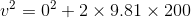 2 = 0% + 2 x 9.81 x 200