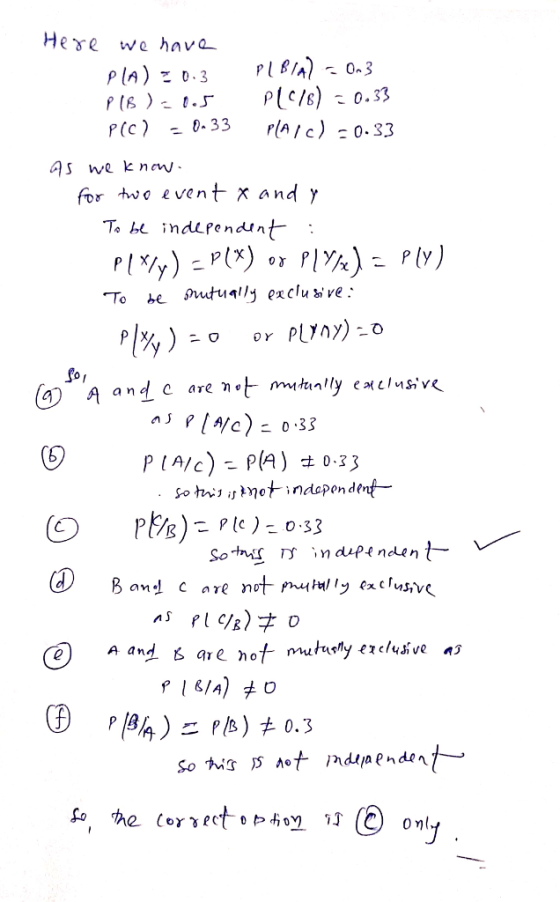Hee we hnva As we k now for event and y . Sotn, mot independent- A and t are not mutusly exclusive «s