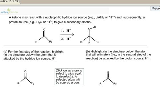 A ketone may react with a nucleophilic hydride ion