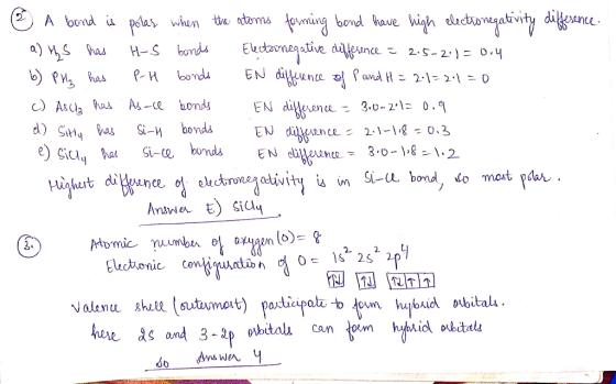 6 A bond is polar when the atoms forming bond have high electronegativity difference. a) HS has HS bonds Elector negative dif
