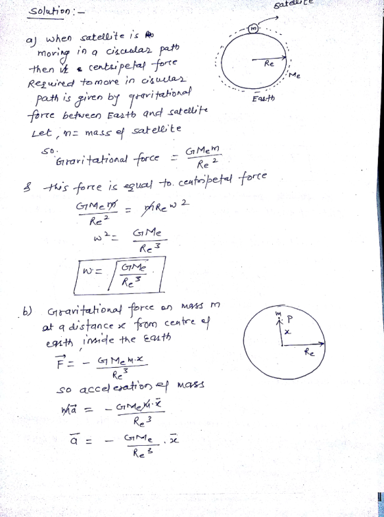 Solutio aj when satellte /s K Me path is given bf re be扣een Eaaやand satellit East satetete rari tational -ferce GMe rce Cew Re at distance >c fom ceatre Re 乂. 1