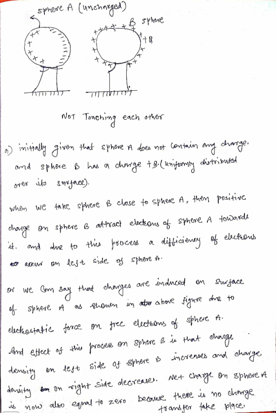 sphere. A (uncharged) ttttt B sphere +8 XXX tt XXXX kuun lot NOT Touching each other iven that sphere A does not contain any