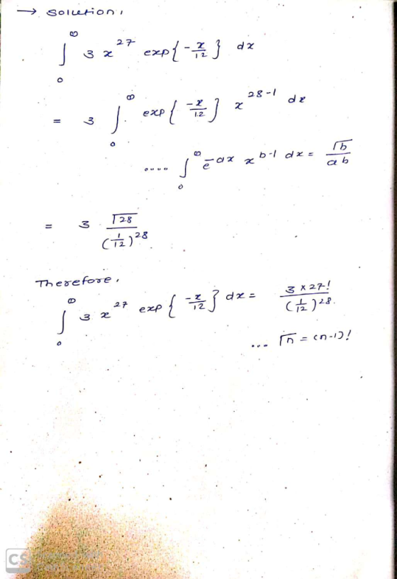 Solletion . ) 3.2?* exp{- } .dz co j*1437*** -- 570x 204 de axb des dx Therefore, x 27 exp{ 1 1 2 3 a 3 x 27! GŁ)28 m . 5 -in
