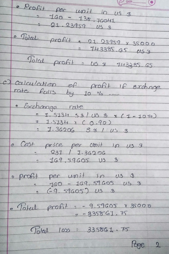 DATE: Progy unit in US $ 760 138 76041 21 23959 US s 2 o Total profit 2123959_x 35000 743385.65 ass Loret profit us 8 743385.