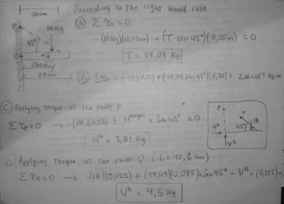 zoen-{ According To the righT hand rule 18 lkg T11,09 K 15cm -/ (D Σ.o-ftB)(0,ls) + (14,09 Scn ys)(0,70) : 2,66x.toy Kg.m 25