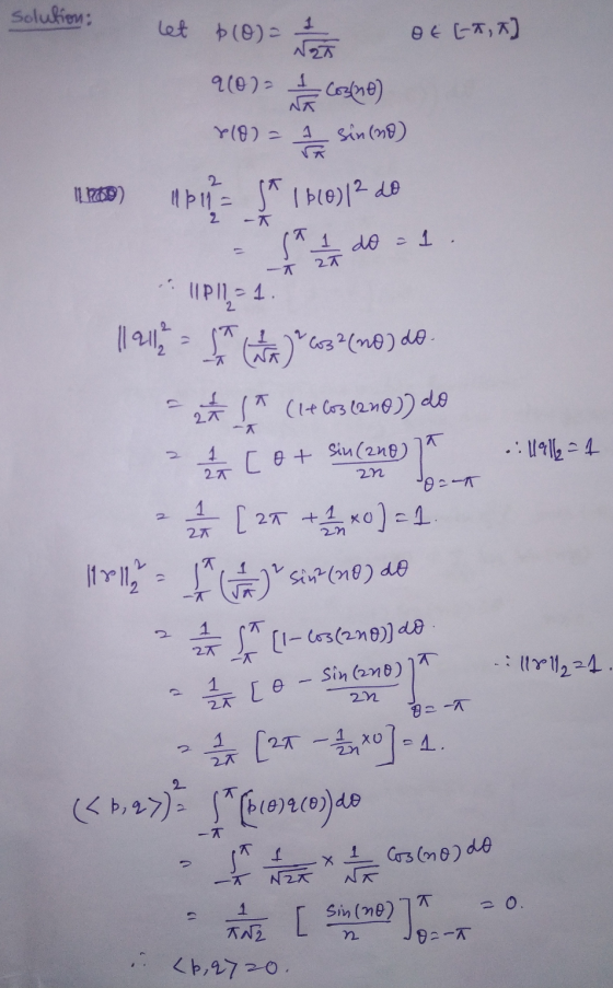 solution: let $ (0) = t DE [-,*) 960) NT 8100= 2 IL ROD) 2 - Cozione) 1 / sin (no) Hp 11 = gt 16 (0)12 do St 1 do = 1. 11P11-