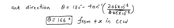 and direction O= 180°-tan( 2.068108 ) 13.06x108) 0 = 166) from txe in cow