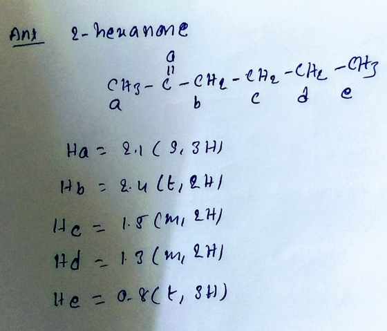 Ant 2-hexanone 1 с 14 – с – ен, - Сн, -СА, —сн a b c h e На - 9.1 ( 9, ЗН) нь - 9. и 1Е, ) Це - м, 2н) Hd - 17 ( м, 2H) не -