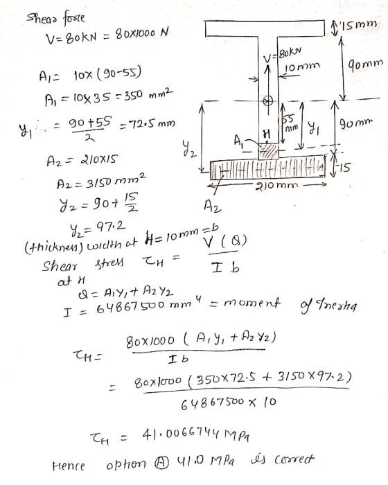 som Shear force V=80kn = 80X1000 N V-Boks 90mm Monom Aic fox (90-55) Ai = 10X35 = 350 mm2 y, ..- 90755 = 725 mm gumm Inim 72l