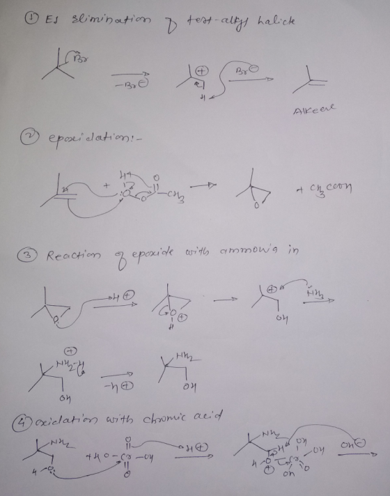 sliminatiom ES test-alty halick Akeeve O epori dlation:- Reaction epoxide cwith ammowg in 04 ke O oxiclatiom with choomic ac