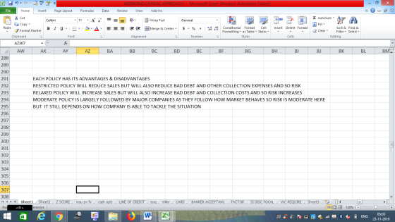 WORKING CAPITAL APPROACH - Microsoft Excel (Product Activation Failed) Review View Add-Ins File Home Insert Page Layout Formu
