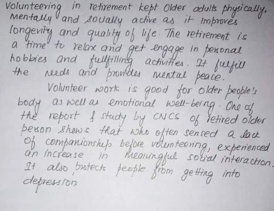 Volunteering in retrement kept Olders adult physicall entall시v and goually active as it improves ongeviry and quahty of lje.