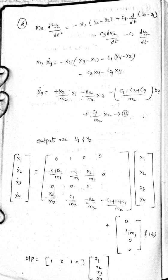 @ Me doge -K, ( 43 – You -4.*(4-) dt² unor caidys -l2 dyz my xy = - Kzi (x3 - Xp) - C, (X4 - X2) : - C3 xy - (₂ xy. - C3 *9=