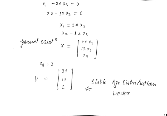 - 24 X 3 = 0 X 2 - 12 X3 = 0 Xi = 24 X 3 X2 = 1 2 X3 yeuerul saluth 2 4 Xg X = 12X3 X3 X3 = 1 24 レ s 12 Stable Age Distributi