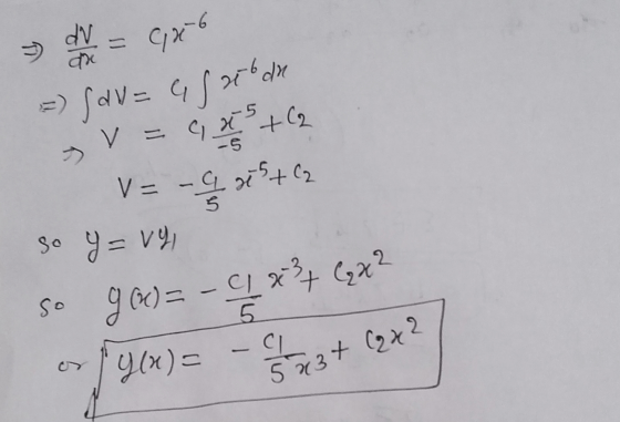 N = Goto =) SdV=Glatban v=9s +2 V=-9 85+ (2 so y = vy so goo= - 1 x ²4 C₂22 orf 41x)= - - 73+ (2x ?