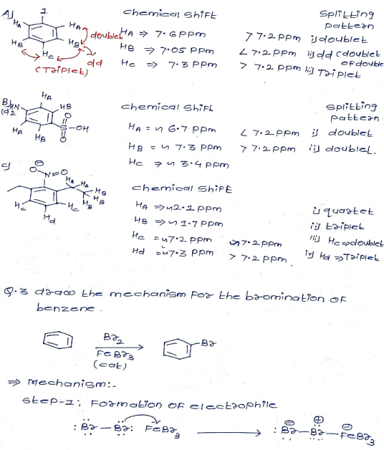 1 AS, HA Hag Chemical Shift doubletta > 7. G ppm HB = 7.05 ppm Her 4 He > 7.3 ppm стİPl<L) HB Splitting pattern 7 7.2 ppm i d
