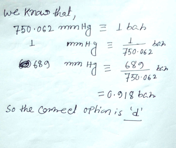 we know that, 750 • of 2 тт На = 1bch 1 тн 9 = 1 - Ach 150. 06 2. © 6%9 т н = 689 к» 750-06 2 = ( 18bc.h So the commeel optio
