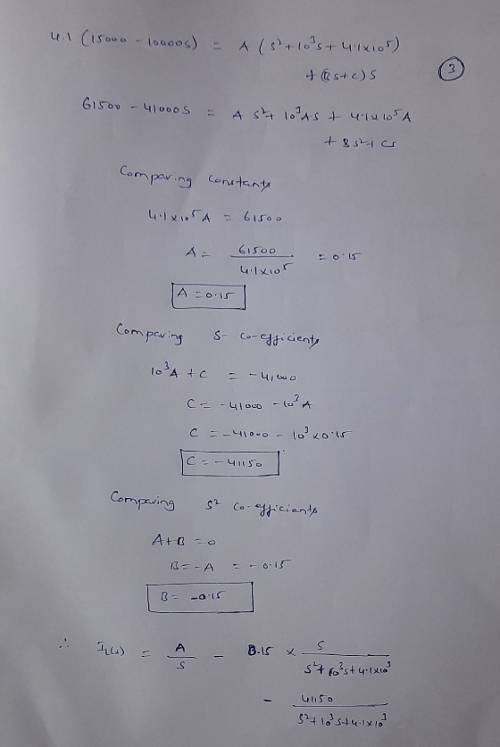 4.1 (15000 - 10000s) = A (541035 +41x105) - ste)s 61500 - 41000s = A st 10 As t u 1105A tistics Comparing constants 4.1x105A