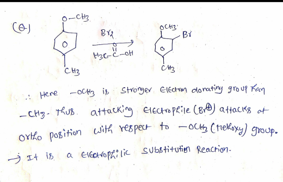 O-CH3 -CH3 13 Brasil Hon Ć Hz Y H3c-C-OH 2 CH3 on Here -Och is stronger Electron donating group kan -CH3- thus attacking Elec